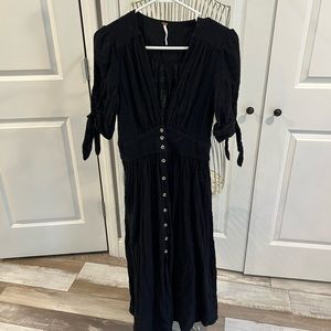 Free people xs black dress with embellished buttons